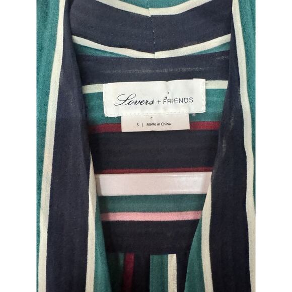 Revolve Lovers + Friends Sz S Parisian It Girl Wrap Blouse Retro Stripe Chic Top - Picture 6 of 8